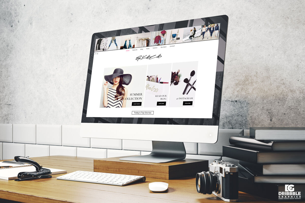 Perspective View of Website on Monitor Screen Mockup in Office Setting preview