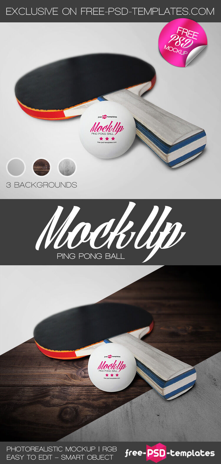 Ping Pong Ball Mockup Along with Paddle