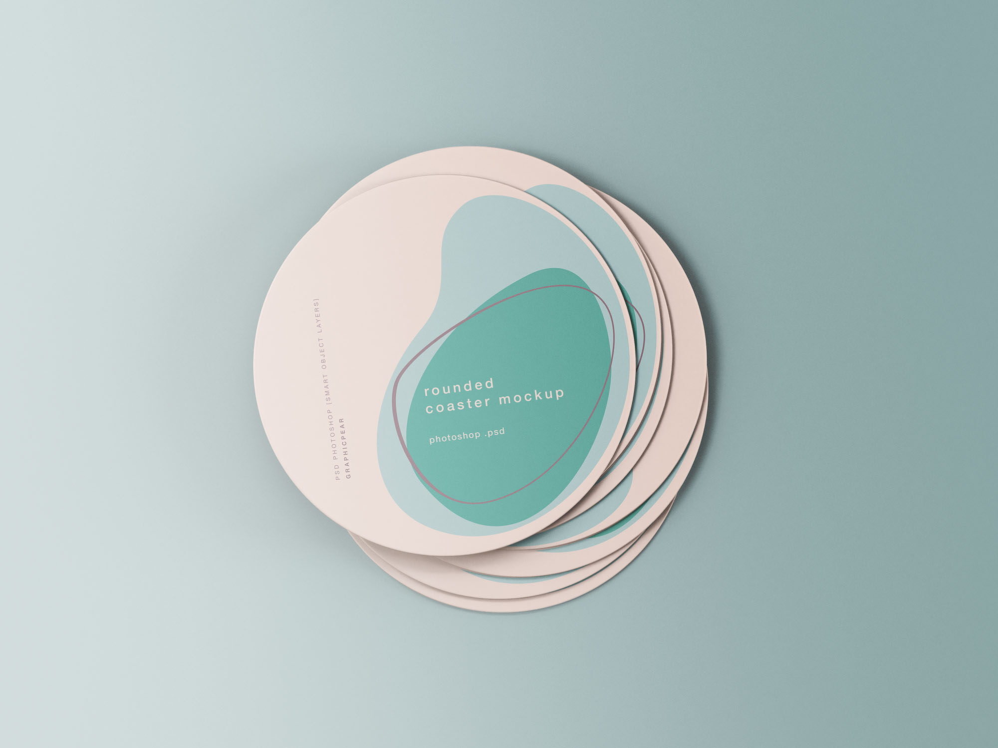 Top View Minimal Rounded Coasters Mockup