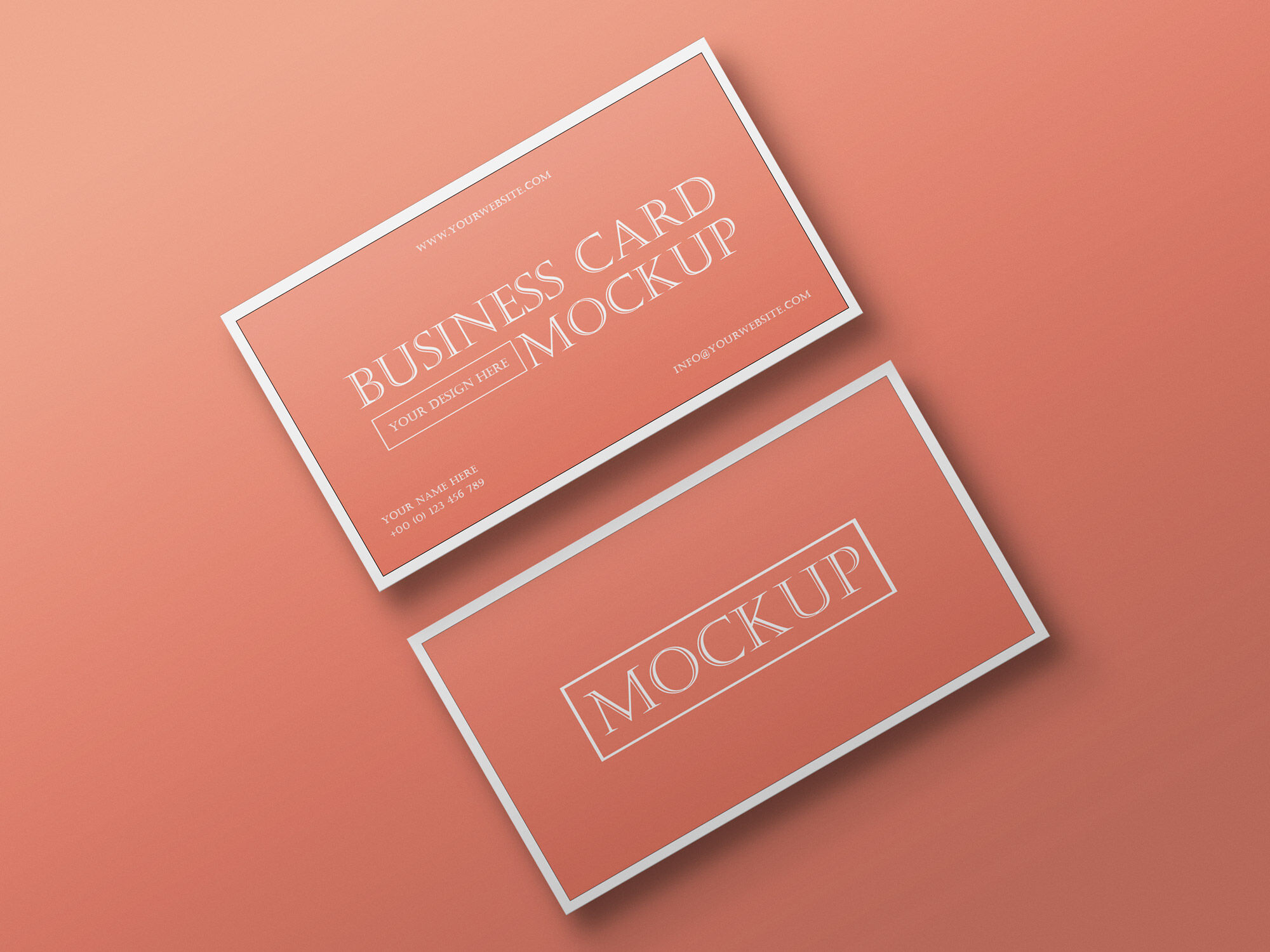 Top View 2 Business Cards Diagonally Arranged on Floor Mockup preview