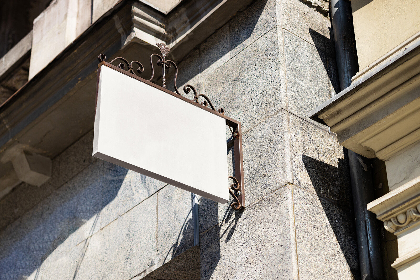 Perspective View of a Rectangle Shop Sign Mockup preview