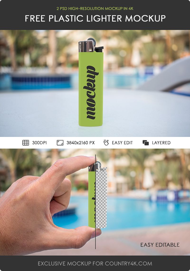 Front View of Plastic Lighter Mockup