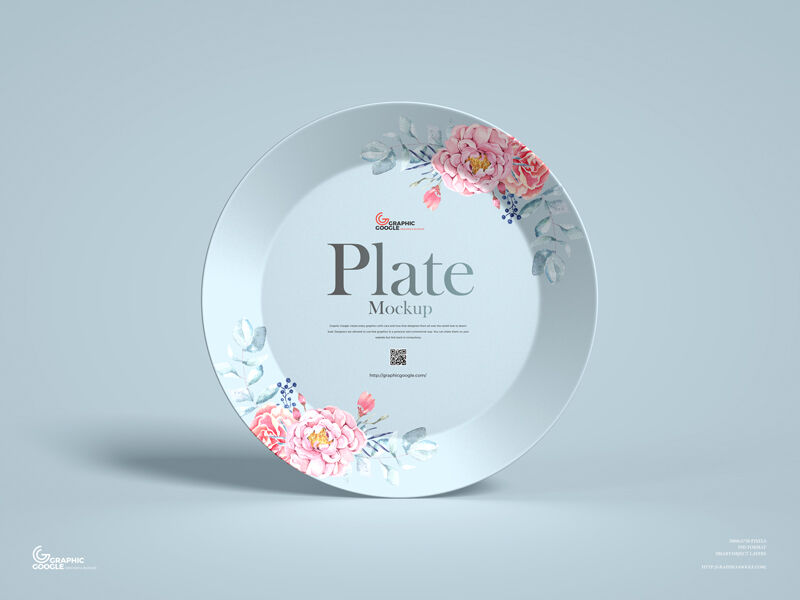 Mockup of a Plate Standing in the Front View