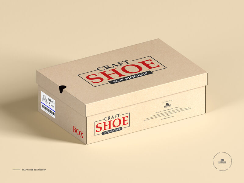 Perspective View of a Simple Kraft Shoe Box Mockup