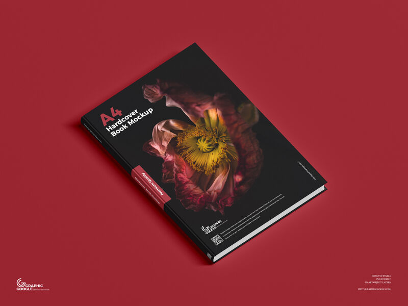 Top View Isolated Hardcover A4 Book Mockup preview