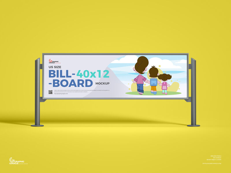 Front View of Horizontal Wide Billboard Mockup preview