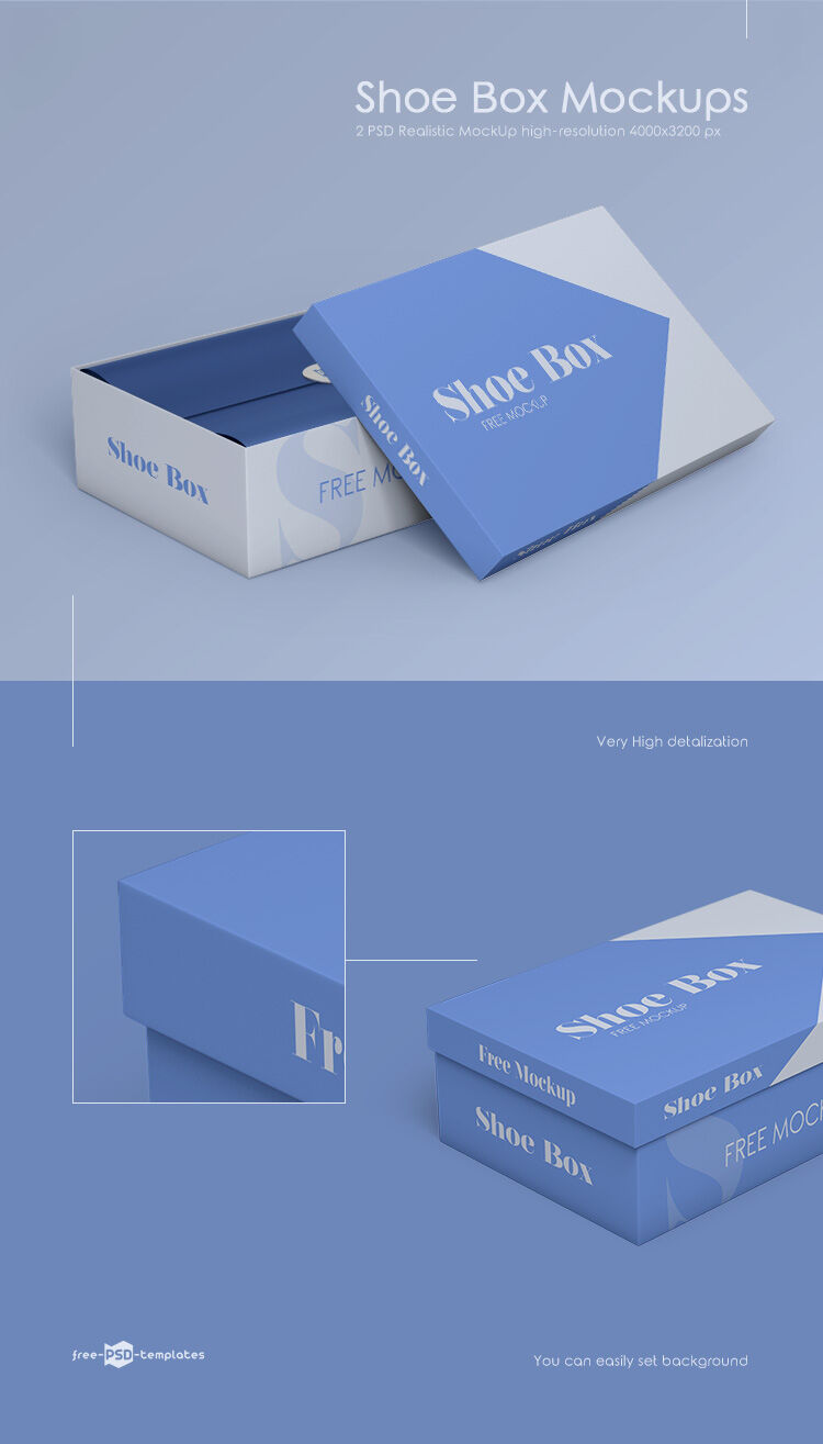 Two Shoe Box Mockups with Perspective View