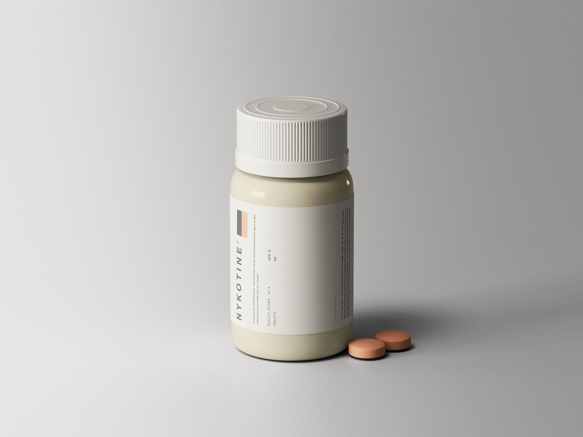 Standing Medical Bottle with Pills Mockup