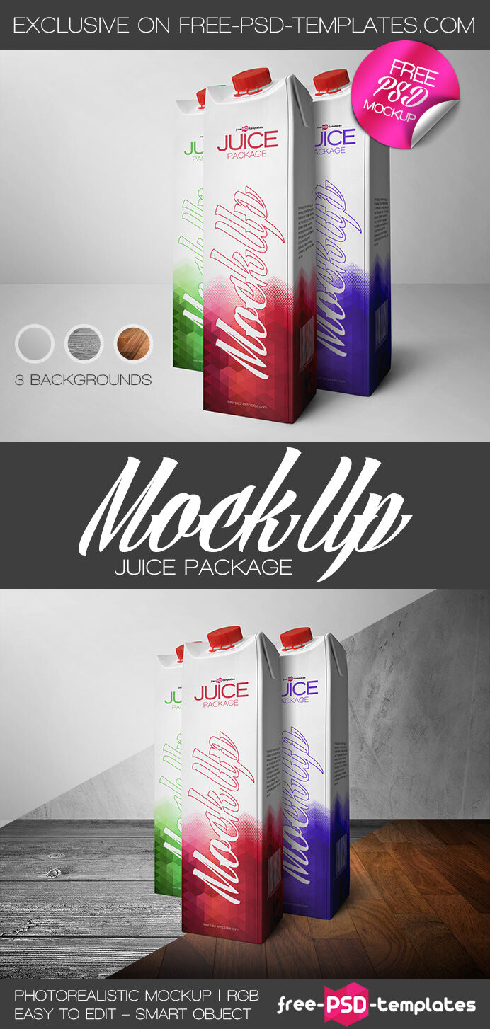 Three Juice Cartons Standing in Half-Side View Mockup preview