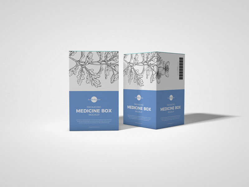 2 Medicine Packaging Boxes Mockup in Front and 3/4 Views preview