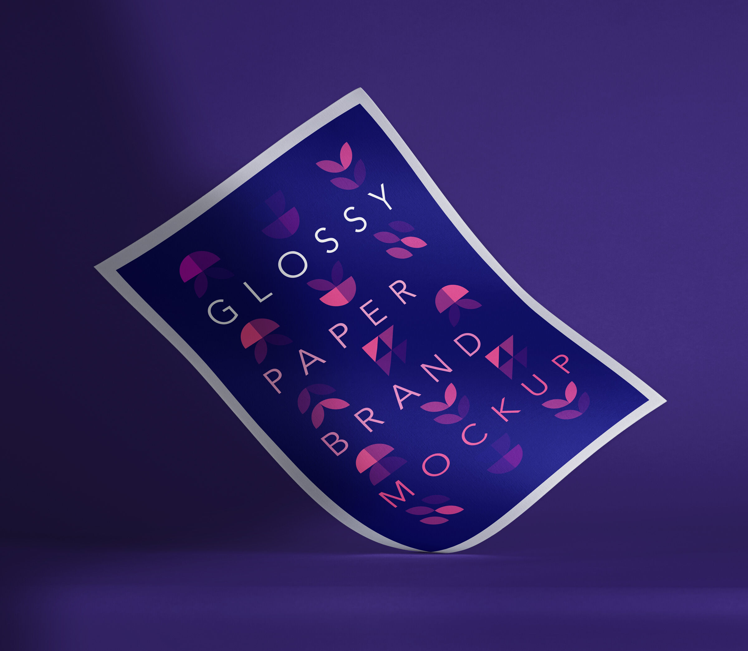 Glossy, Curled Paper Standing at an Angle Mockup preview