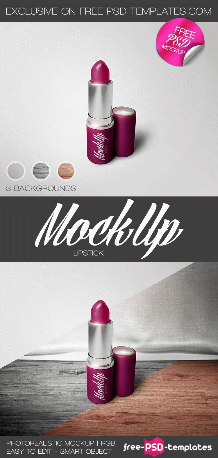 Lipstick Standing at the 3/4 Angle View Mockup preview