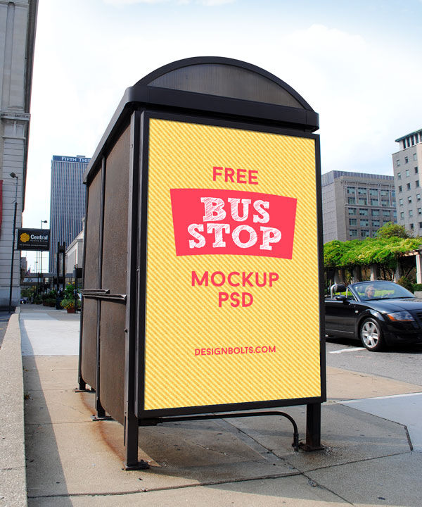 2 Mockups of Outdoor Billboard Advertising Bus Shelters preview