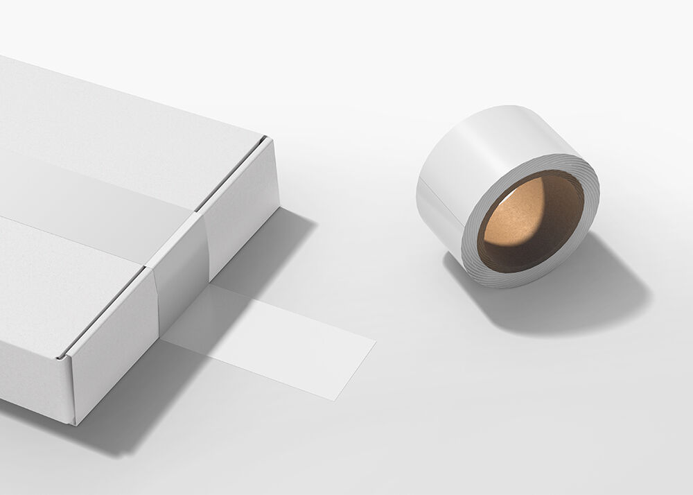 Perspective View Patterned Duct Tape with Box Mockup
