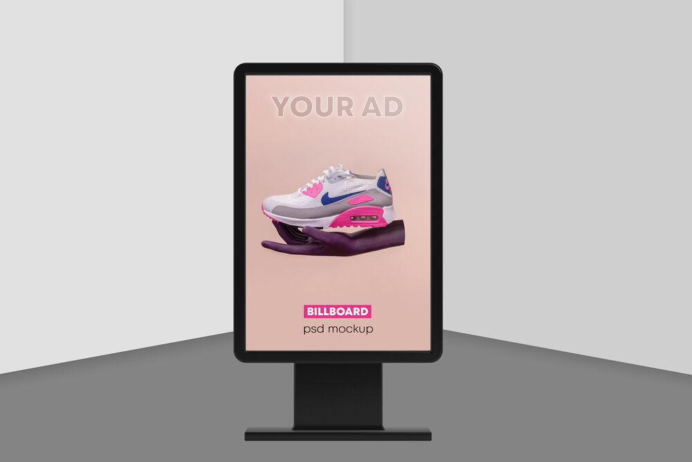 Front View Standing Billboard Mockup preview