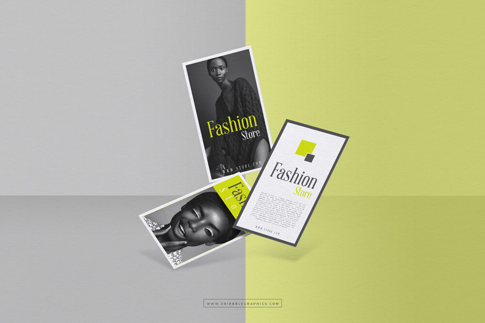 Floating Vertical Business Cards Presentation Mockup preview