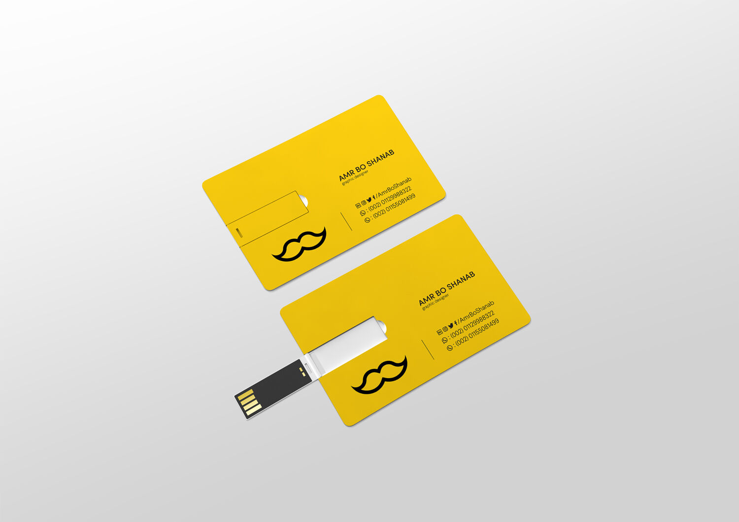 Two USB Flash Cards Laid at the 3\4 Angle View Mockup preview