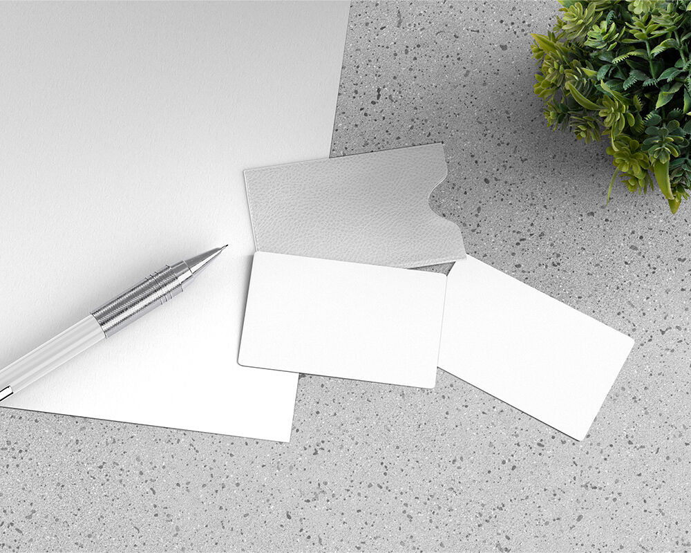 Top View Mockup of Two Credit Cards with Leather Holder preview