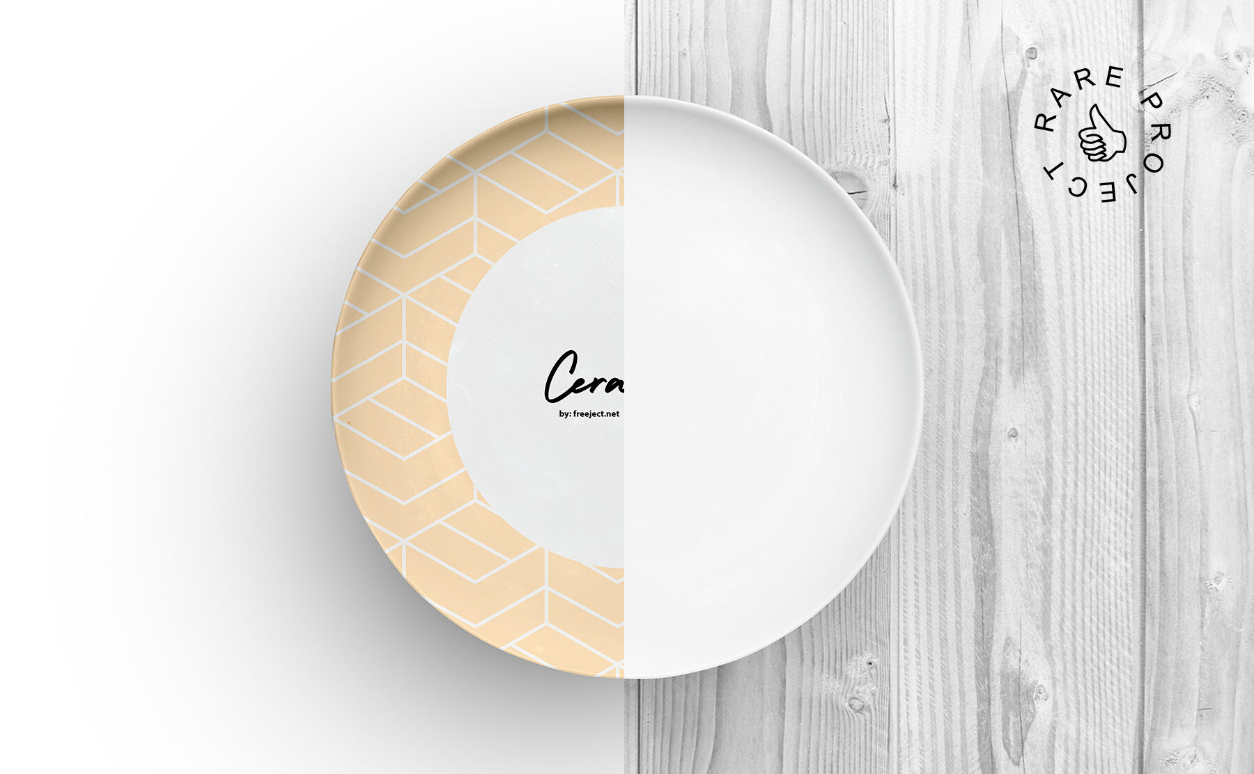 Top View of a Simple Ceramic Plate Mockup on the Table preview