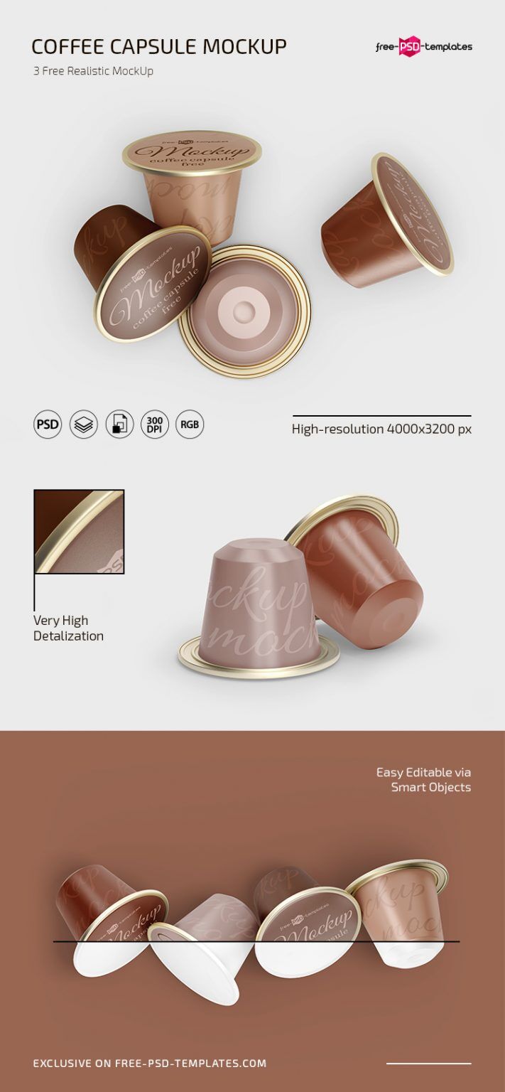 3 Mockups of Coffee Capsules on Floor in Different Views preview