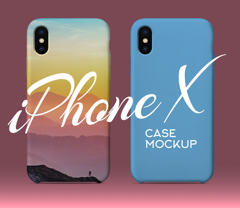Front View of Two iPhone X Silicon Case Cover Mockup