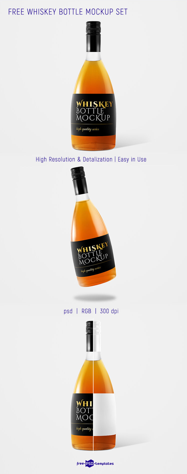 Front View of Two Whiskey Bottle Mockups preview