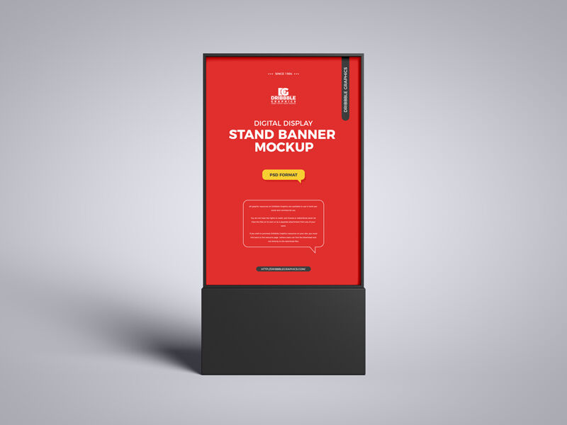 Front View Digital Banner Stand Mockup in Plain Setting preview