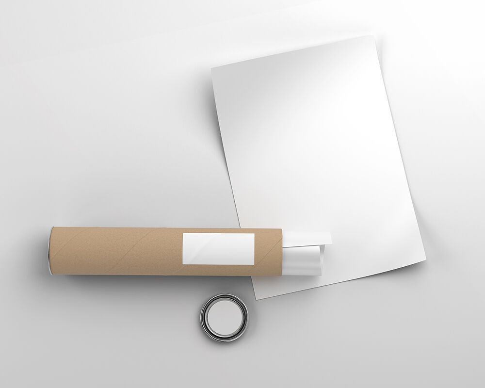 Top View of a Poster with Paper Tube and Its Lid Mockup preview