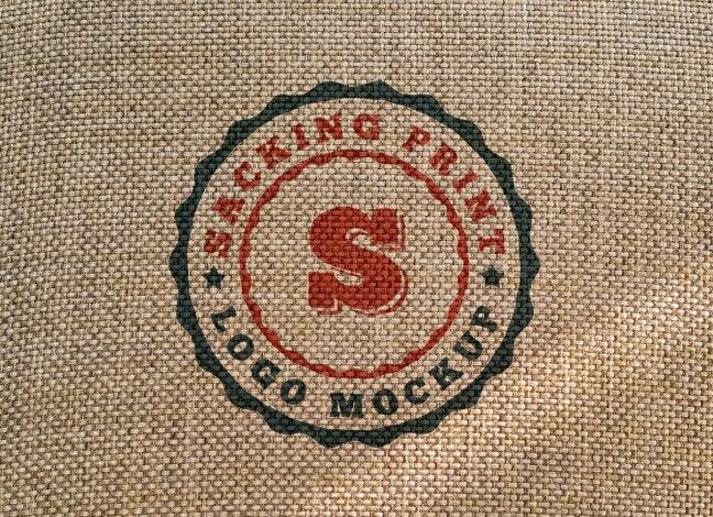 Logo Printed on the Sack in Top View Mockup / Text Effect