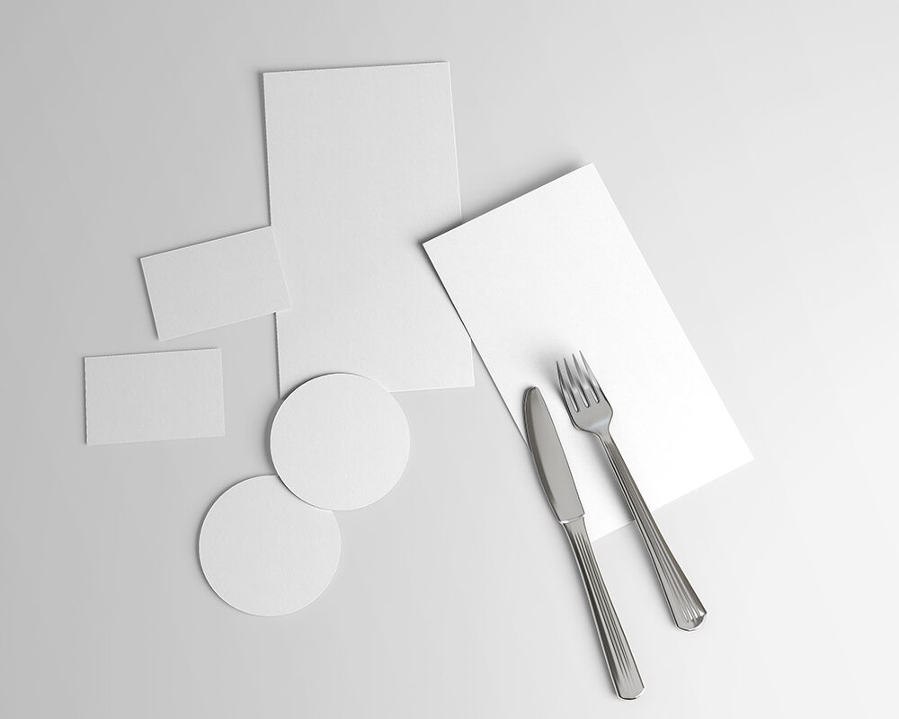 Restaurant Branding Mockup with 2 Menus, Business Cards, and Coasters
