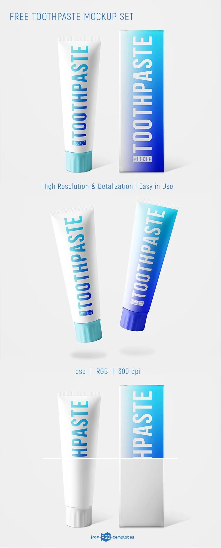 Front View of 2 Toothpaste Tube and Packaging Box Mockups preview
