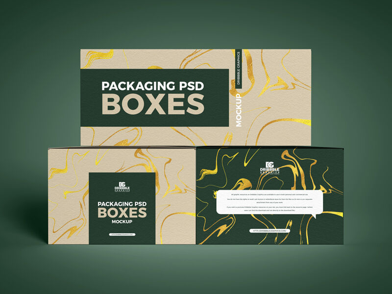 Set of Three Horizontal Packaging Boxes Mockup preview