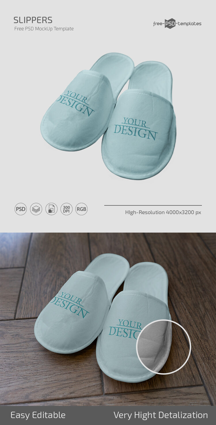Front View of a Pair of Soft Slippers Mockup