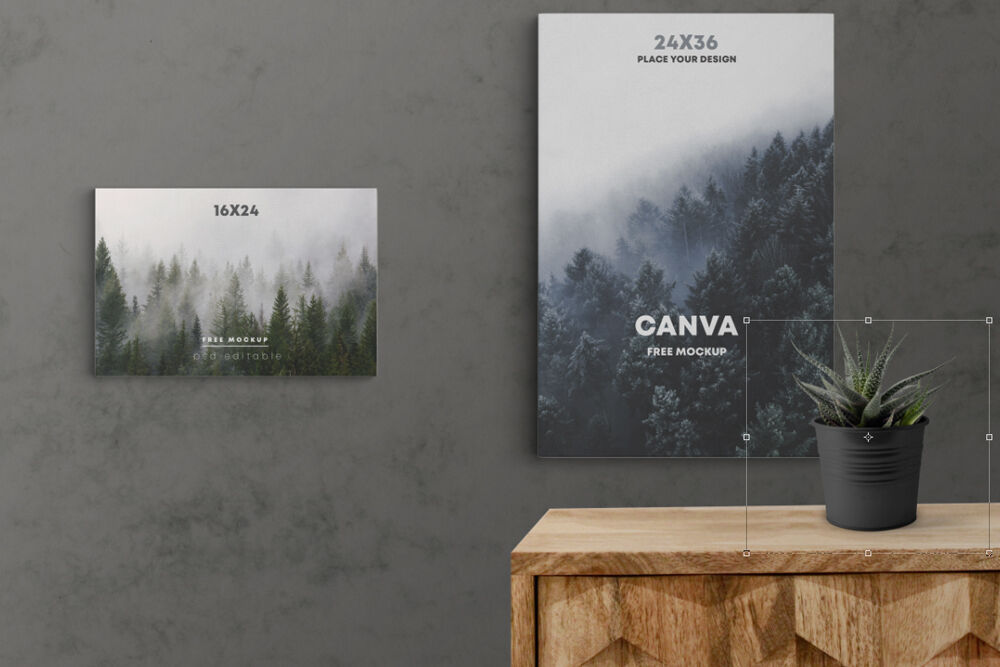 Mockup of 2 Canvases in Vertical and Horizontal Version