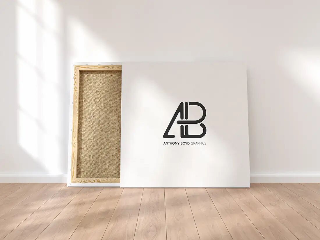 Back View of Square Canvas Covered by White Label Mockup