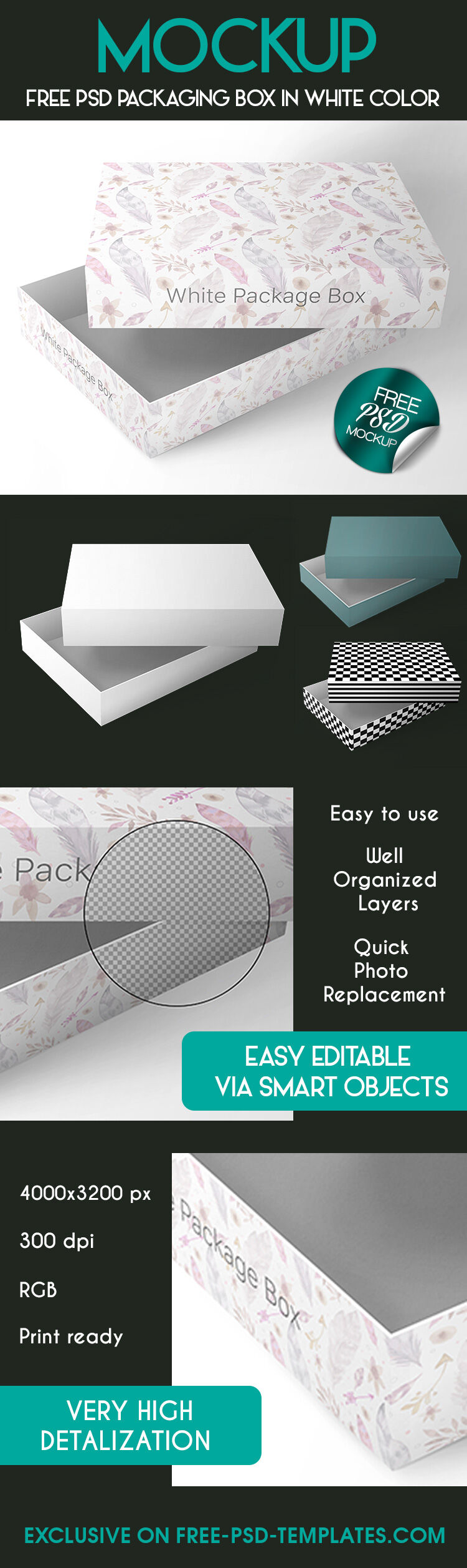 Opened Cardboard Horizontal Packaging Box Mockup preview