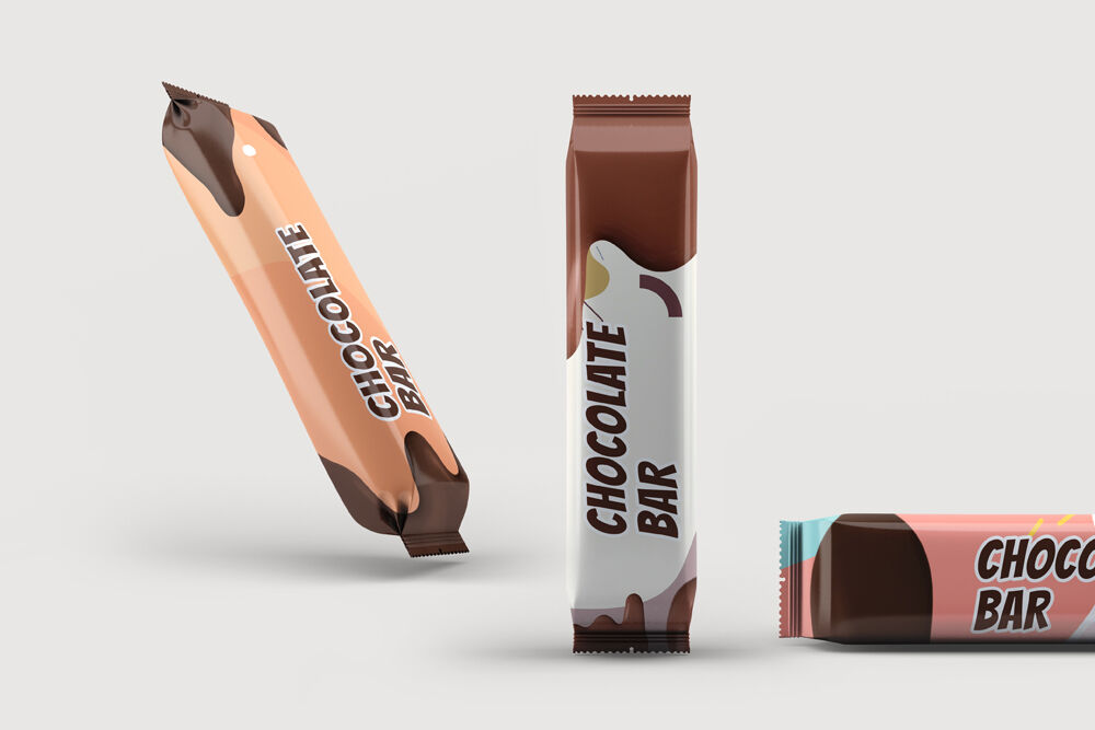 3 Angles of a Candy/Chocolate Bar packaging Mockup