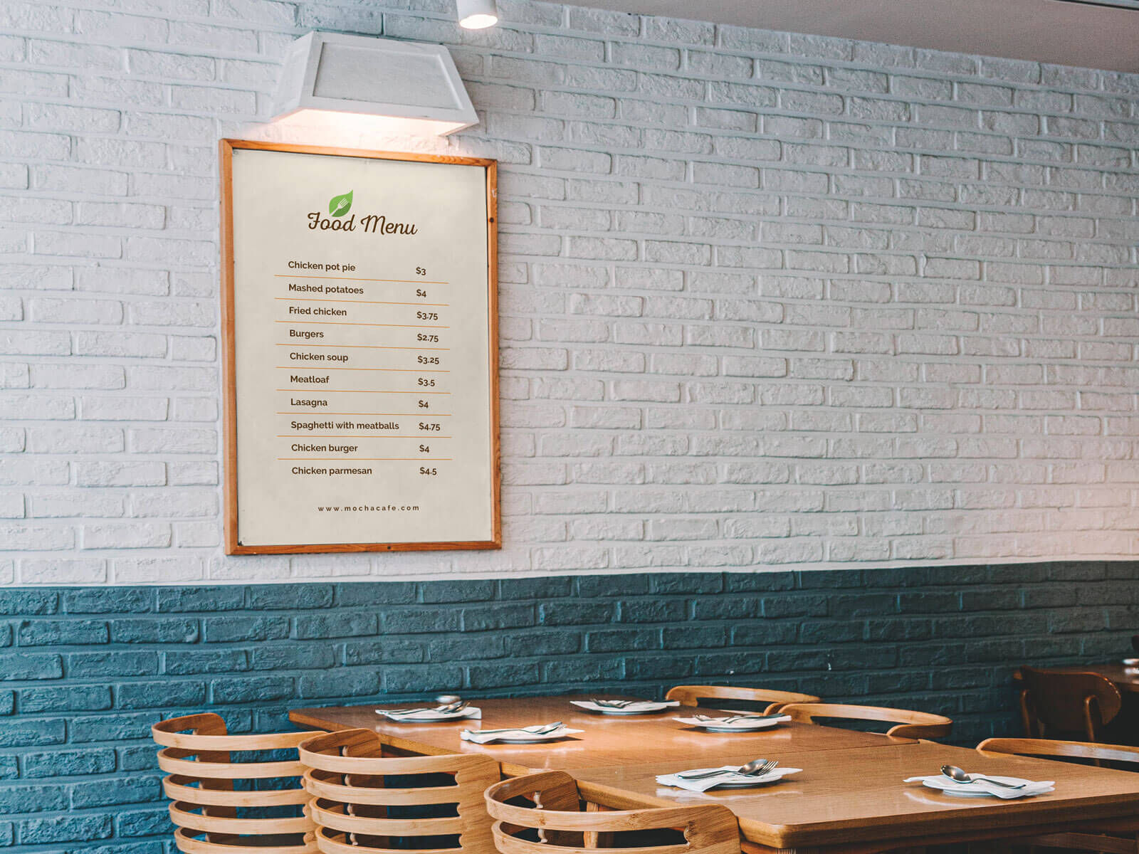Wall Wooden Framed Restaurant Menu Poster Mockup preview