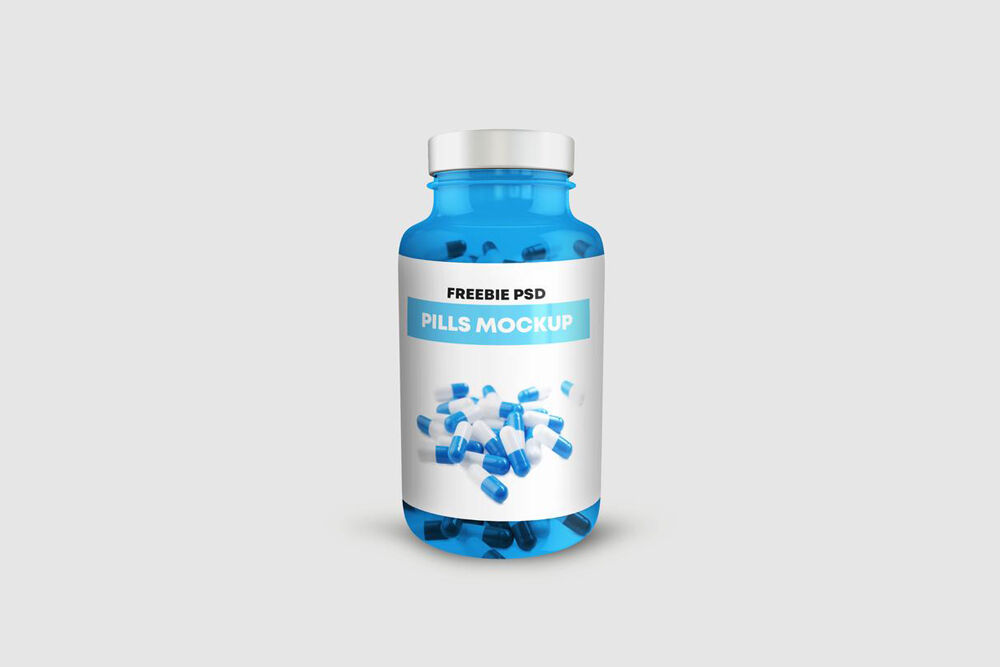 Pills Bottle Standing in the Front View Mockup