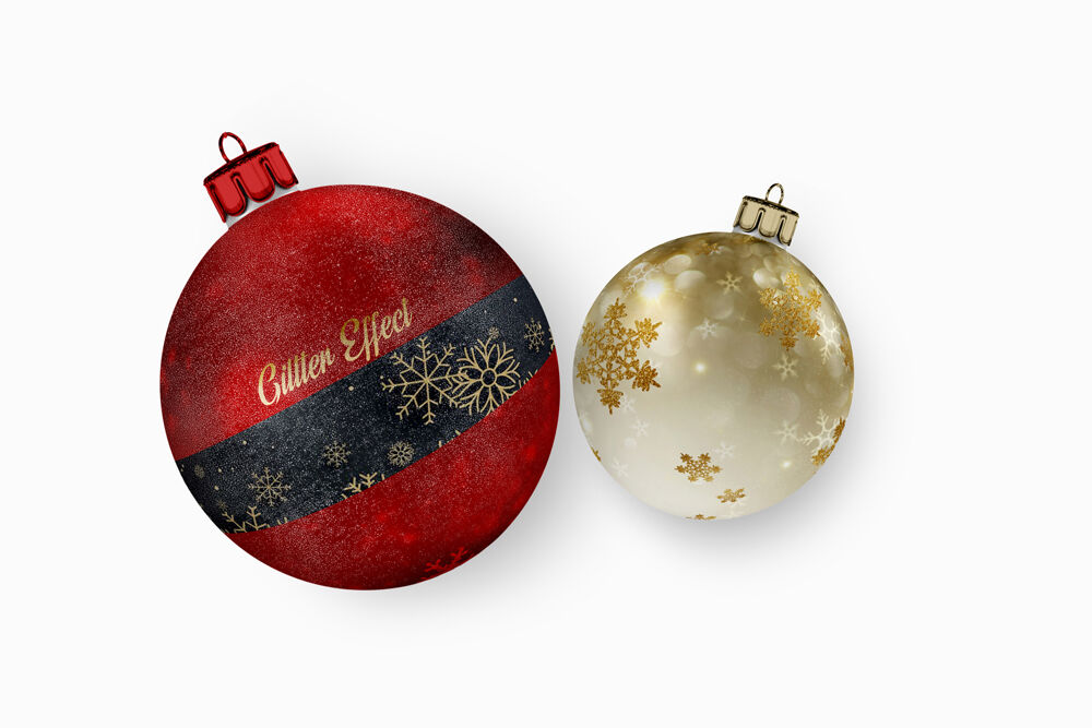 Mockup Featuring Two Christmas Festive Balls