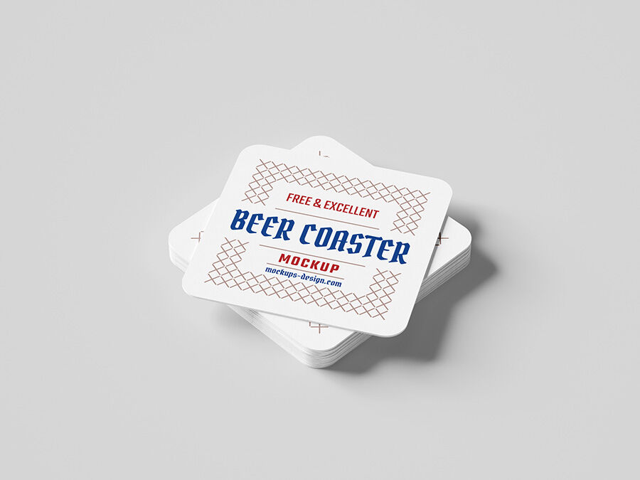 Square Beer Coaster in a Plain Background Mockup
