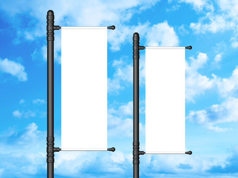 Front View of Two Outdoor Banners Mockup preview