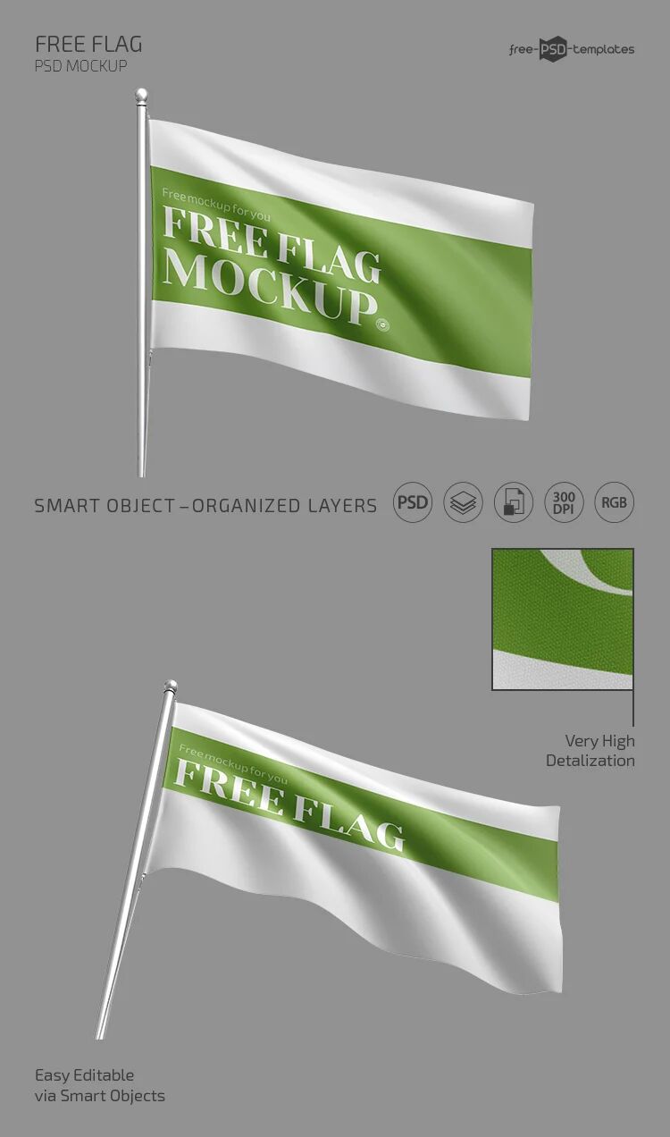 2 Flying Flag Mockups in Different Angles preview