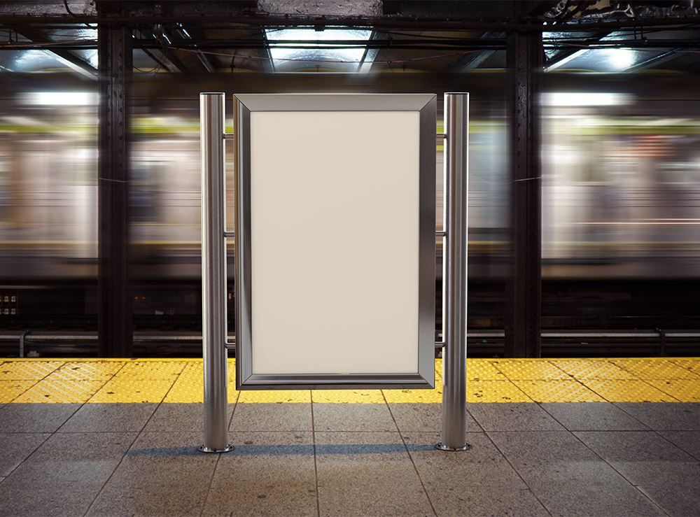 Vertical Subway Advertising Stand Display Mockup preview