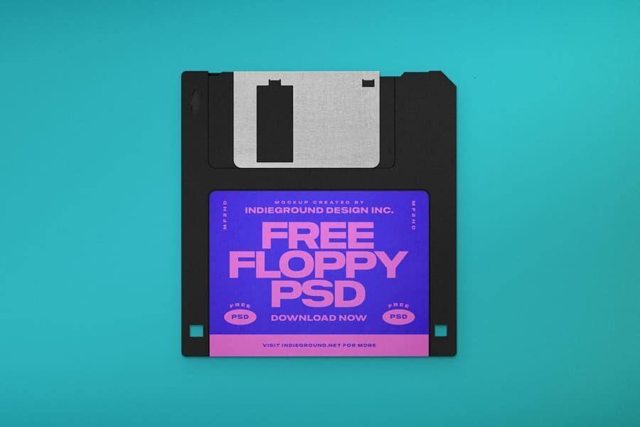 Mockup of a Floppy Disk Placed in the Top View