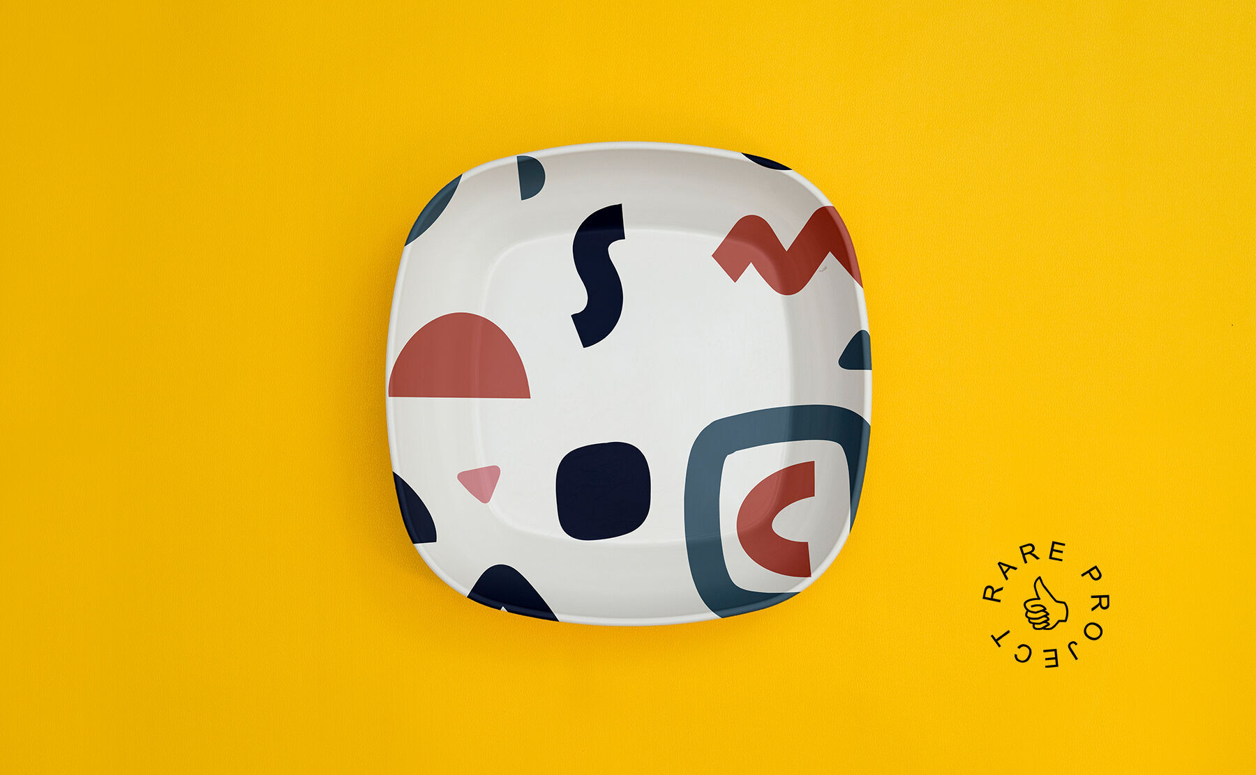 Minimalistic Top View Deep Square Plate on Floor Mockup