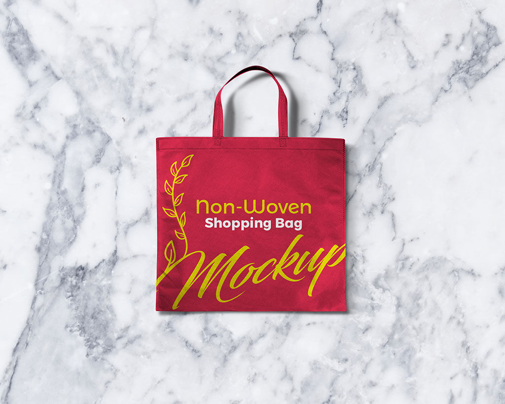 Top View Non Woven Square Shopping Bag Mockup preview