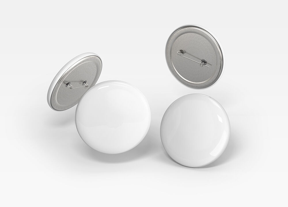 Four Floating Pin Button Badges Mockup