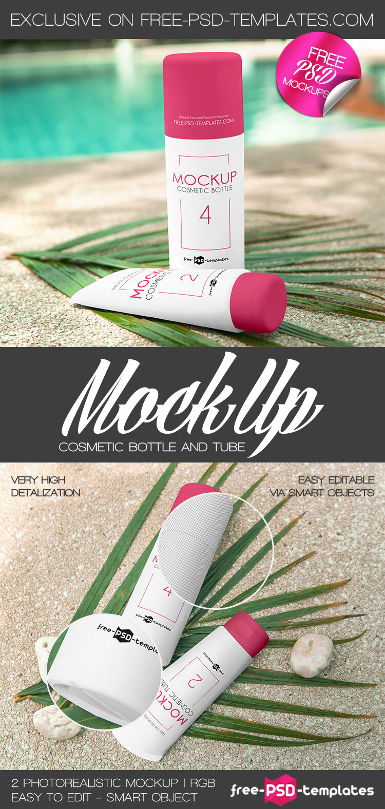 2 Mockups Featuring Cosmetic Tube and Bottle