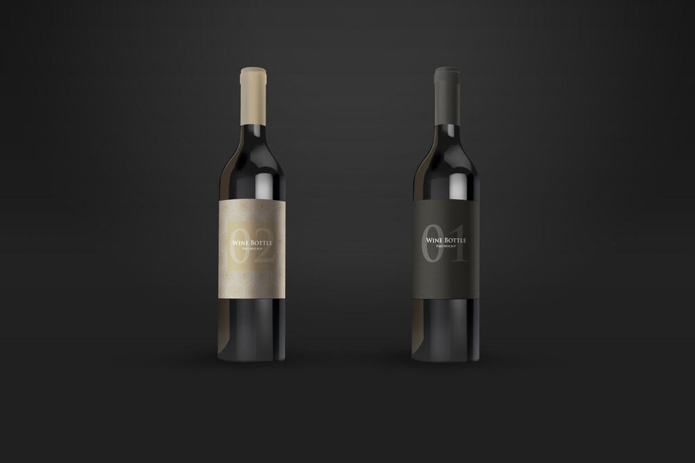 Two Vertical Wine Bottles Mockup preview